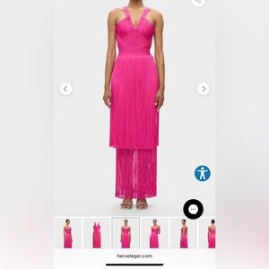 Herve leger fringe magenta dress